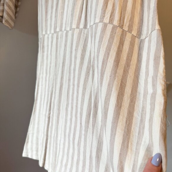 Free People Linen Folk Town Cream & White Striped Dress - Good condition, Size M - Picture 9 of 16